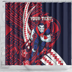 Personalized Melbourne Demons Shower Curtain Polynesian Tribal Demon Mascot With Hibiscus Floral Art