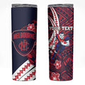 Personalized Melbourne Demons Skinny Tumbler Polynesian Tribal Demon Mascot With Hibiscus Floral Art