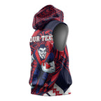 Personalized Melbourne Demons Sleeveless Hoodie Polynesian Tribal Demon Mascot With Hibiscus Floral Art