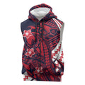 Personalized Melbourne Demons Sleeveless Zip Hoodie Polynesian Tribal Demon Mascot With Hibiscus Floral Art