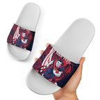 Personalized Melbourne Demons Slide Sandals Polynesian Tribal Demon Mascot With Hibiscus Floral Art