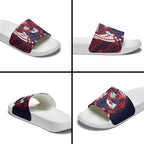 Personalized Melbourne Demons Slide Sandals Polynesian Tribal Demon Mascot With Hibiscus Floral Art