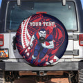 Personalized Melbourne Demons Spare Tire Cover Polynesian Tribal Demon Mascot With Hibiscus Floral Art