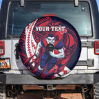 Personalized Melbourne Demons Spare Tire Cover Polynesian Tribal Demon Mascot With Hibiscus Floral Art