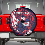 Personalized Melbourne Demons Spare Tire Cover Polynesian Tribal Demon Mascot With Hibiscus Floral Art