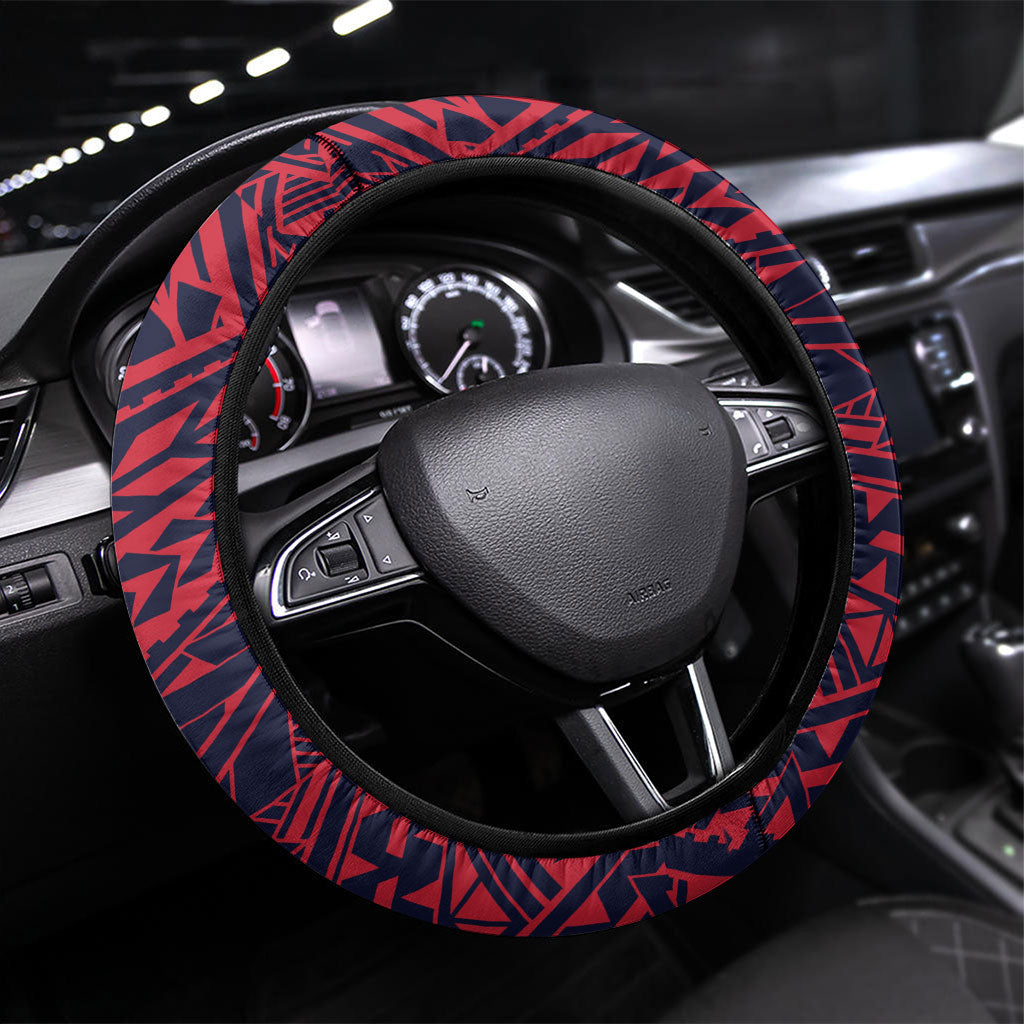 Melbourne Demons Steering Wheel Cover Polynesian Tribal Demon Mascot With Hibiscus Floral Art