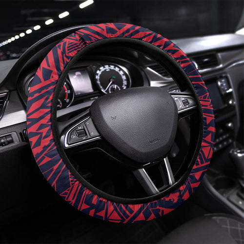 Melbourne Demons Steering Wheel Cover Polynesian Tribal Demon Mascot With Hibiscus Floral Art