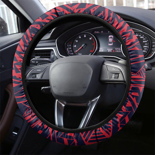 Melbourne Demons Steering Wheel Cover Polynesian Tribal Demon Mascot With Hibiscus Floral Art