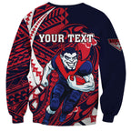 Personalized Melbourne Demons Sweatshirt Polynesian Tribal Demon Mascot With Hibiscus Floral Art