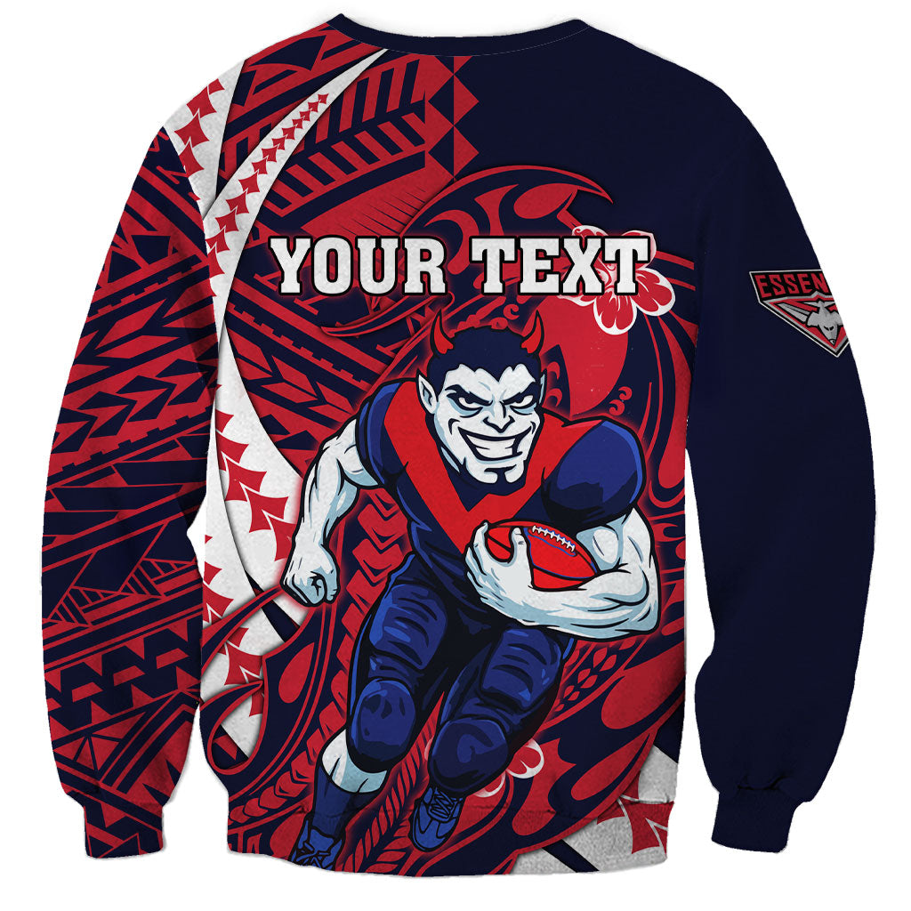 Personalized Melbourne Demons Sweatshirt Polynesian Tribal Demon Mascot With Hibiscus Floral Art
