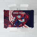 Personalized Melbourne Demons Tablecloth Polynesian Tribal Demon Mascot With Hibiscus Floral Art