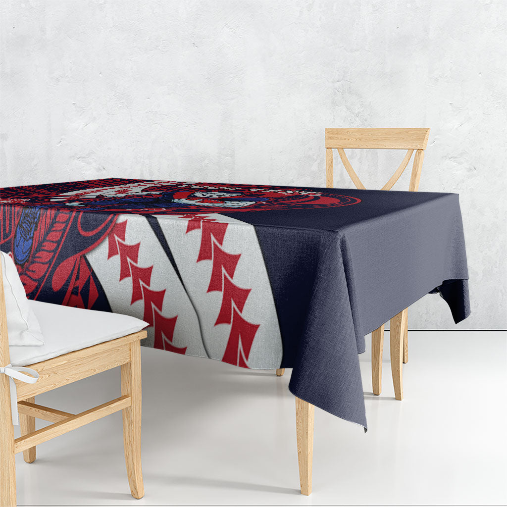 Personalized Melbourne Demons Tablecloth Polynesian Tribal Demon Mascot With Hibiscus Floral Art