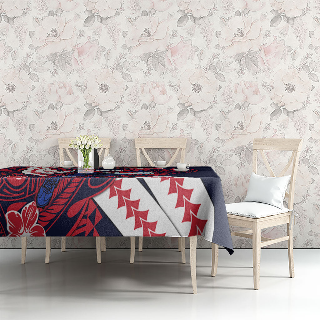 Personalized Melbourne Demons Tablecloth Polynesian Tribal Demon Mascot With Hibiscus Floral Art