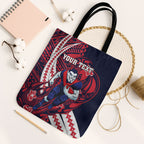Personalized Melbourne Demons Tote Bag Polynesian Tribal Demon Mascot With Hibiscus Floral Art