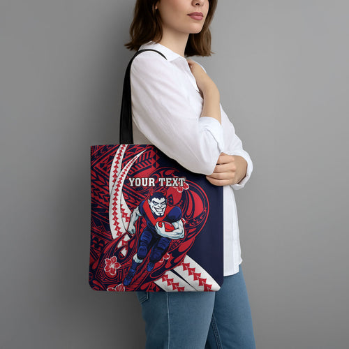 Personalized Melbourne Demons Tote Bag Polynesian Tribal Demon Mascot With Hibiscus Floral Art