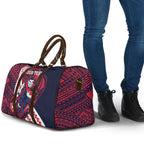Personalized Melbourne Demons Travel Bag Polynesian Tribal Demon Mascot With Hibiscus Floral Art