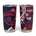 Personalized Melbourne Demons Tumbler Cup Polynesian Tribal Demon Mascot With Hibiscus Floral Art