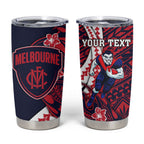 Personalized Melbourne Demons Tumbler Cup Polynesian Tribal Demon Mascot With Hibiscus Floral Art