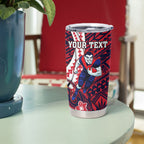 Personalized Melbourne Demons Tumbler Cup Polynesian Tribal Demon Mascot With Hibiscus Floral Art