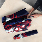 Personalized Melbourne Demons Umbrella Polynesian Tribal Demon Mascot With Hibiscus Floral Art