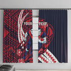 Personalized Melbourne Demons Window Curtain Polynesian Tribal Demon Mascot With Hibiscus Floral Art