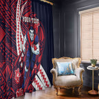 Personalized Melbourne Demons Window Curtain Polynesian Tribal Demon Mascot With Hibiscus Floral Art