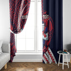 Personalized Melbourne Demons Window Curtain Polynesian Tribal Demon Mascot With Hibiscus Floral Art