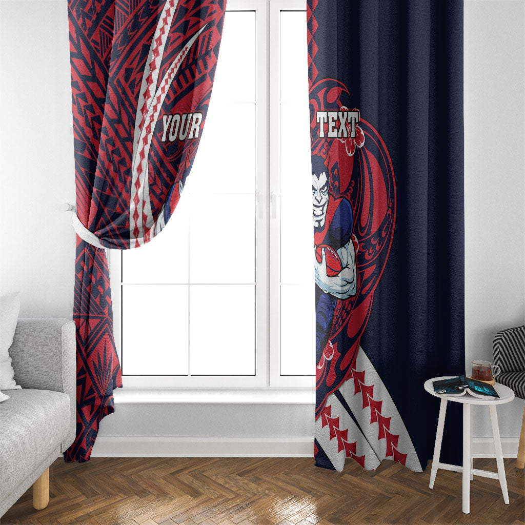 Personalized Melbourne Demons Window Curtain Polynesian Tribal Demon Mascot With Hibiscus Floral Art