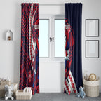 Personalized Melbourne Demons Window Curtain Polynesian Tribal Demon Mascot With Hibiscus Floral Art