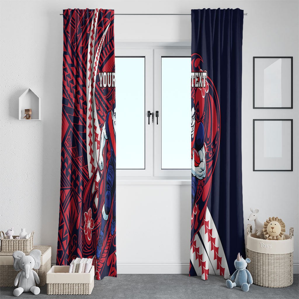 Personalized Melbourne Demons Window Curtain Polynesian Tribal Demon Mascot With Hibiscus Floral Art