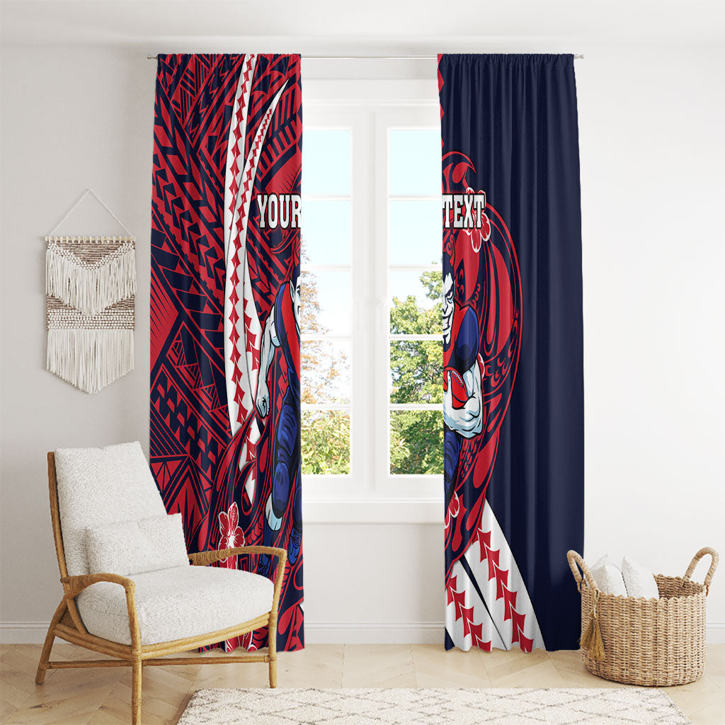 Personalized Melbourne Demons Window Curtain Polynesian Tribal Demon Mascot With Hibiscus Floral Art