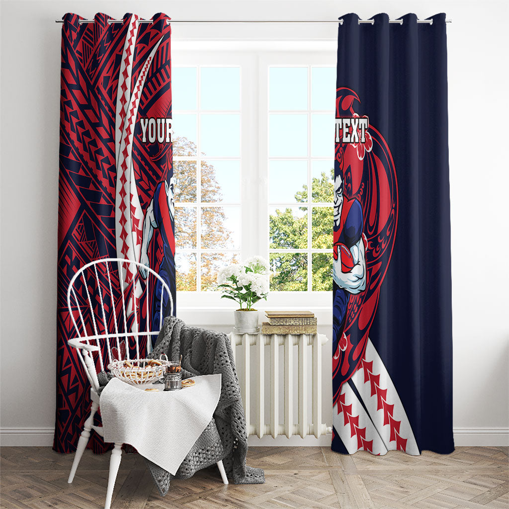Personalized Melbourne Demons Window Curtain Polynesian Tribal Demon Mascot With Hibiscus Floral Art