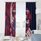 Personalized Melbourne Demons Window Curtain Polynesian Tribal Demon Mascot With Hibiscus Floral Art