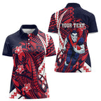 Personalized Melbourne Demons Women Polo Shirt Polynesian Tribal Demon Mascot With Hibiscus Floral Art