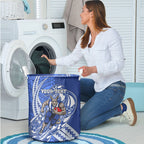 Personalized North Melbourne Kangaroos Laundry Basket Polynesian Tribal Kangaroo Mascot With Hibiscus Floral Art