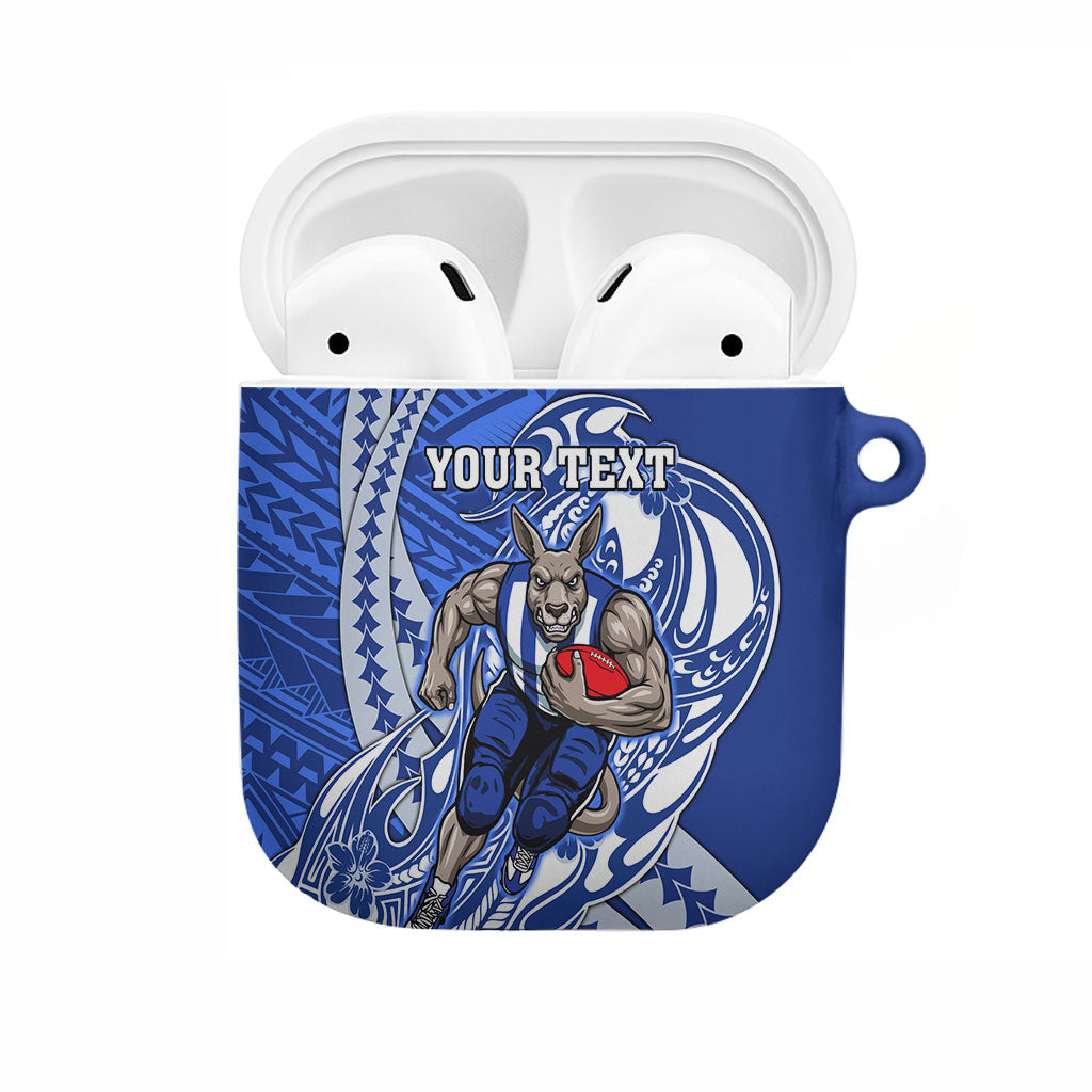 Personalized North Melbourne Kangaroos AirPods Case Polynesian Tribal Kangaroo Mascot With Hibiscus Floral Art