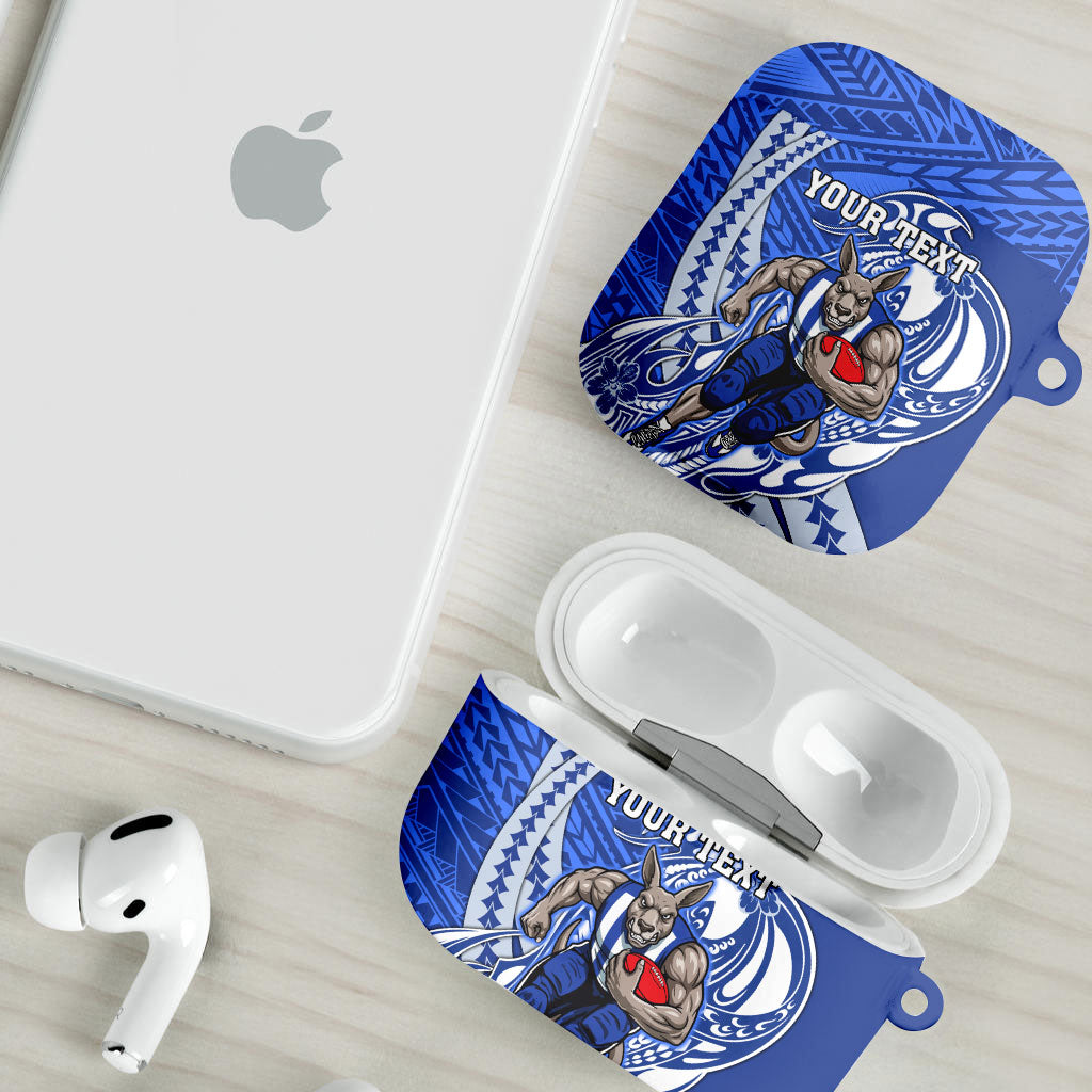 Personalized North Melbourne Kangaroos AirPods Case Polynesian Tribal Kangaroo Mascot With Hibiscus Floral Art