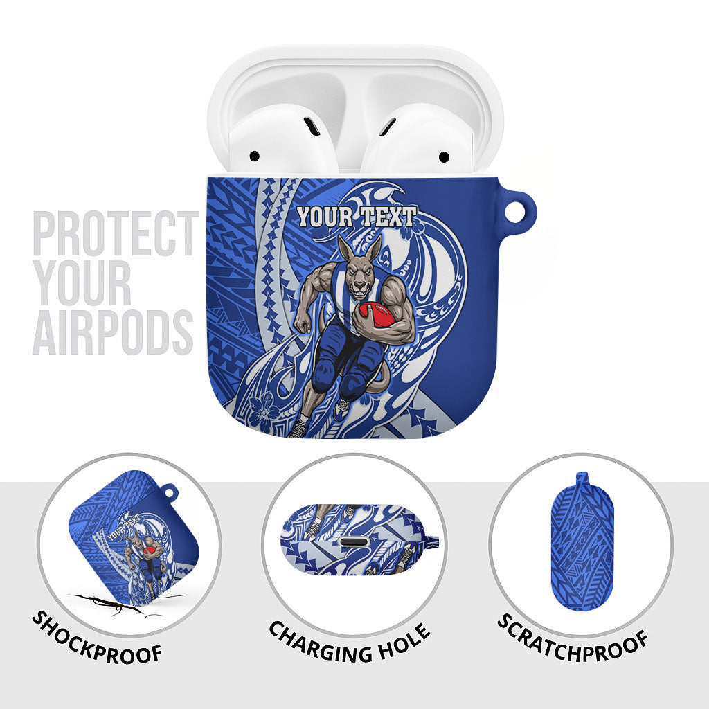 Personalized North Melbourne Kangaroos AirPods Case Polynesian Tribal Kangaroo Mascot With Hibiscus Floral Art