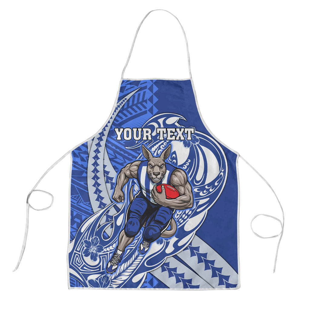Personalized North Melbourne Kangaroos Apron Polynesian Tribal Kangaroo Mascot With Hibiscus Floral Art