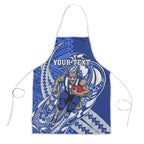 Personalized North Melbourne Kangaroos Apron Polynesian Tribal Kangaroo Mascot With Hibiscus Floral Art