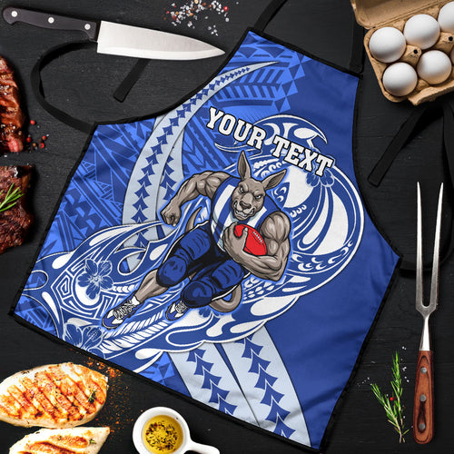 Personalized North Melbourne Kangaroos Apron Polynesian Tribal Kangaroo Mascot With Hibiscus Floral Art