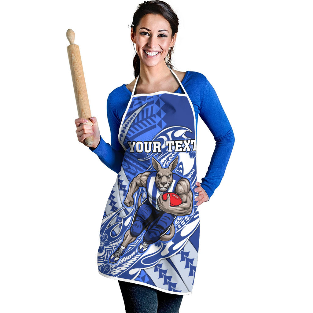 Personalized North Melbourne Kangaroos Apron Polynesian Tribal Kangaroo Mascot With Hibiscus Floral Art