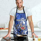 Personalized North Melbourne Kangaroos Apron Polynesian Tribal Kangaroo Mascot With Hibiscus Floral Art