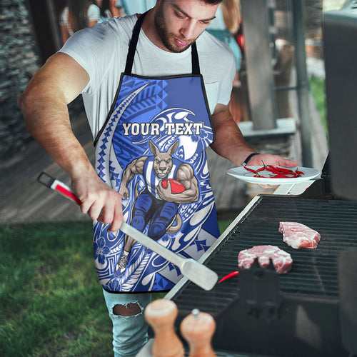 Personalized North Melbourne Kangaroos Apron Polynesian Tribal Kangaroo Mascot With Hibiscus Floral Art