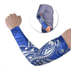 Personalized North Melbourne Kangaroos Arm Sleeves Polynesian Tribal Kangaroo Mascot With Hibiscus Floral Art