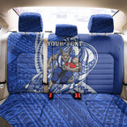 Personalized North Melbourne Kangaroos Back Car Seat Cover Polynesian Tribal Kangaroo Mascot With Hibiscus Floral Art