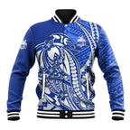 Personalized North Melbourne Kangaroos Baseball Jacket Polynesian Tribal Kangaroo Mascot With Hibiscus Floral Art