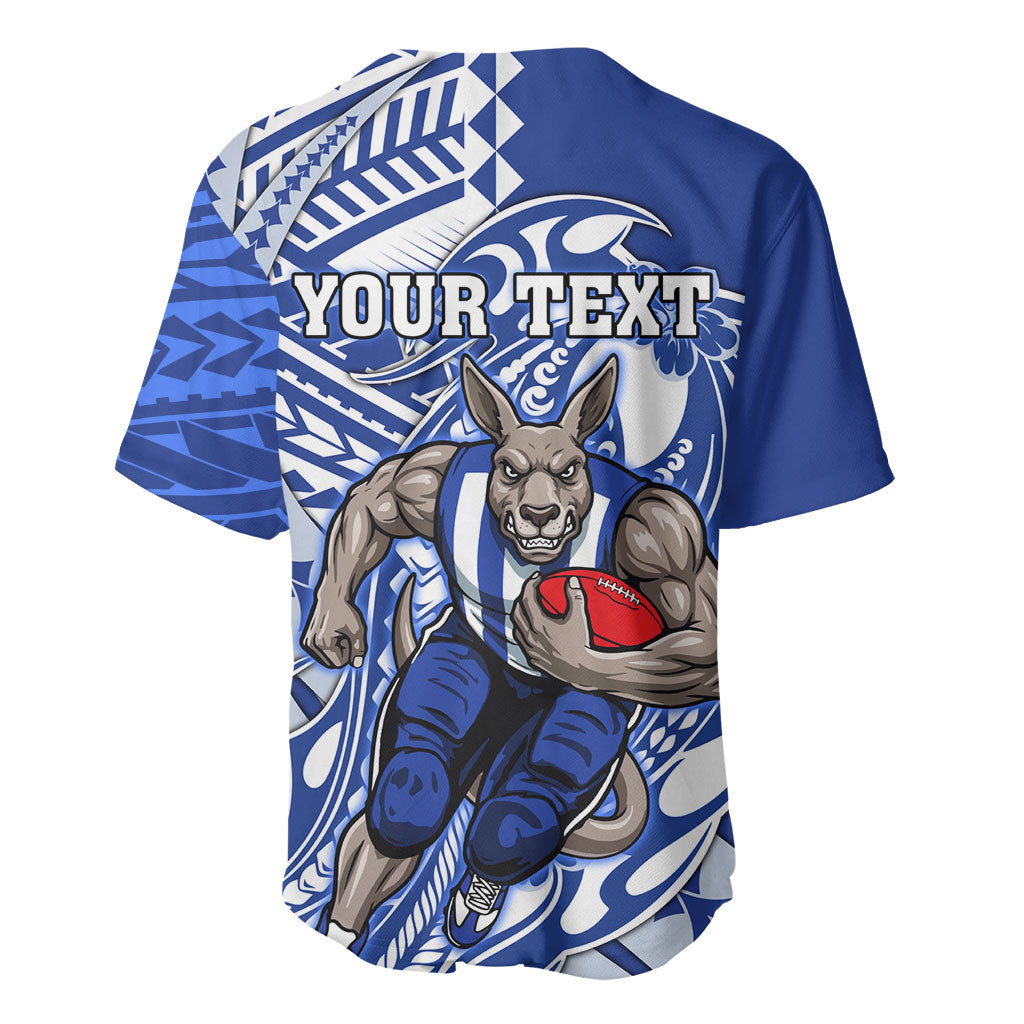 Personalized North Melbourne Kangaroos Baseball Jersey Polynesian Tribal Kangaroo Mascot With Hibiscus Floral Art