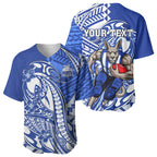 Personalized North Melbourne Kangaroos Baseball Jersey Polynesian Tribal Kangaroo Mascot With Hibiscus Floral Art