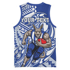 Personalized North Melbourne Kangaroos Basketball Jersey Polynesian Tribal Kangaroo Mascot With Hibiscus Floral Art